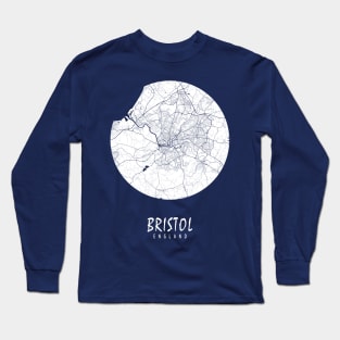 Bristol, England City Map - Full Moon Long Sleeve T-Shirt